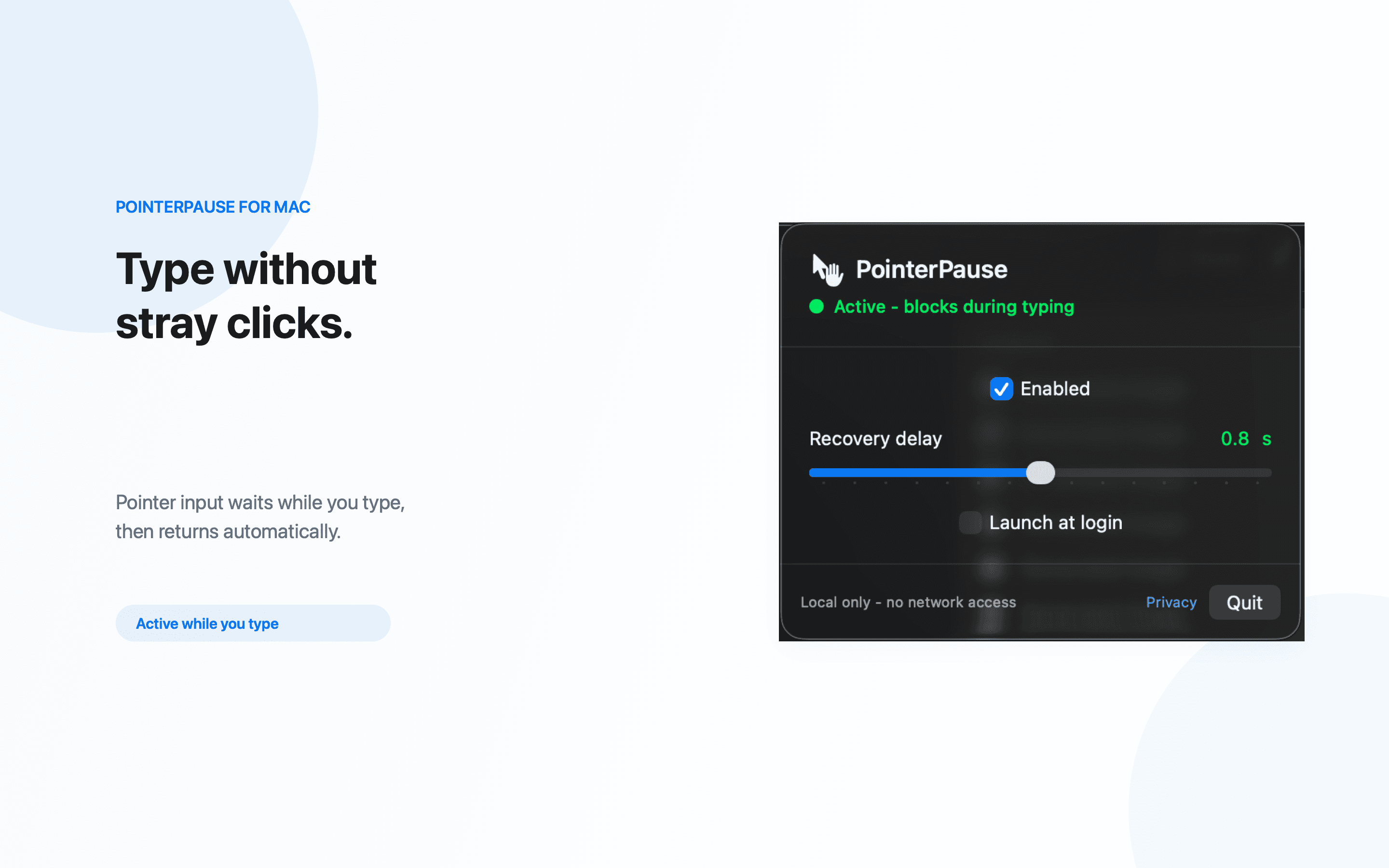 PointerPause active while typing