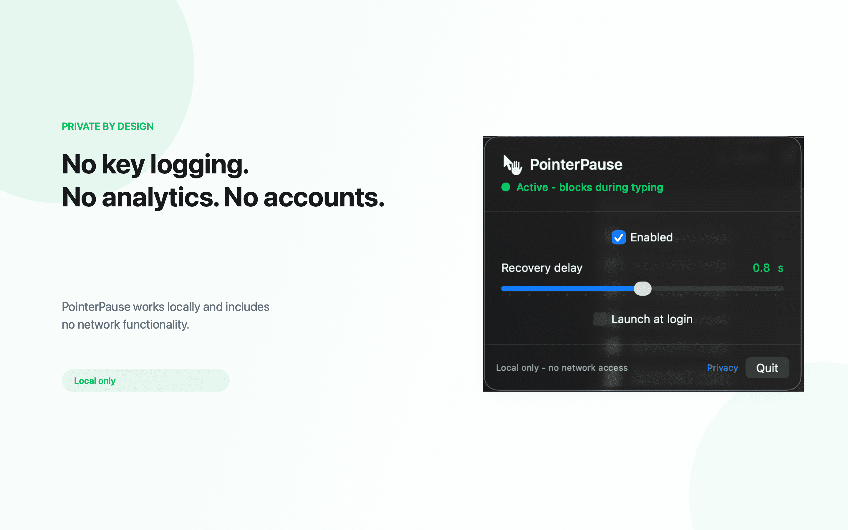 PointerPause privacy overview